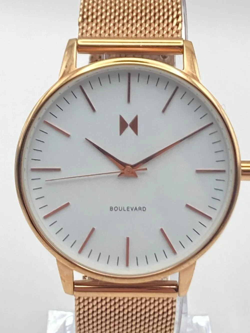 MVMT Boulevard Malibu Women's Watch 38mm Rose Gold Tone Mesh Band New Battery